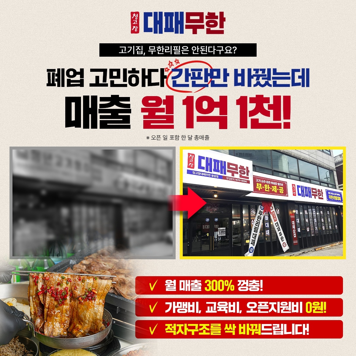 폐업 고민 중인 사장님을 위한 0원 창업 솔루션, 청고장대패무한 3 청고장대패무한 창업 혜택